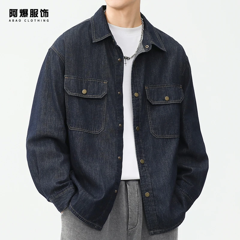 【阿爆服饰】高档新款牛仔衬衫男潮流宽松男款大码休闲高级感男装