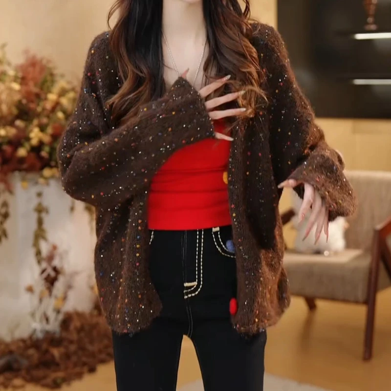 2025新款设计感颗粒纱气质百搭时髦洋气针织开衫LK2506095