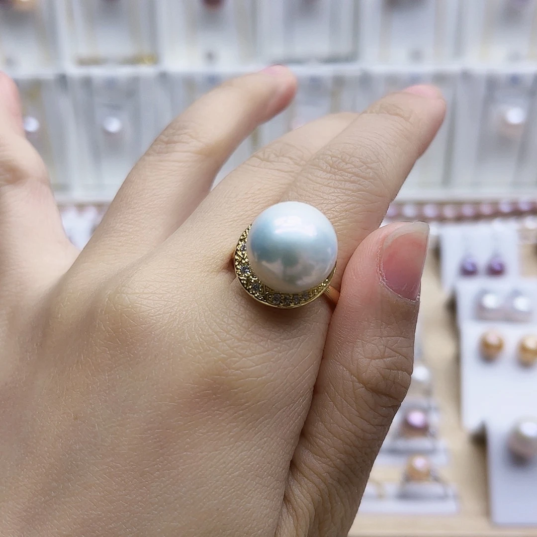淡水珍珠戒指合金
