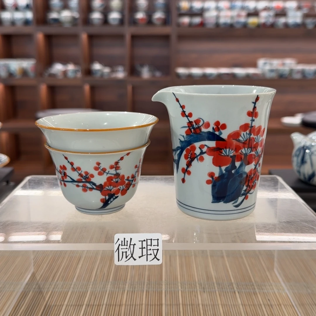 釉下手绘茶具微瑕