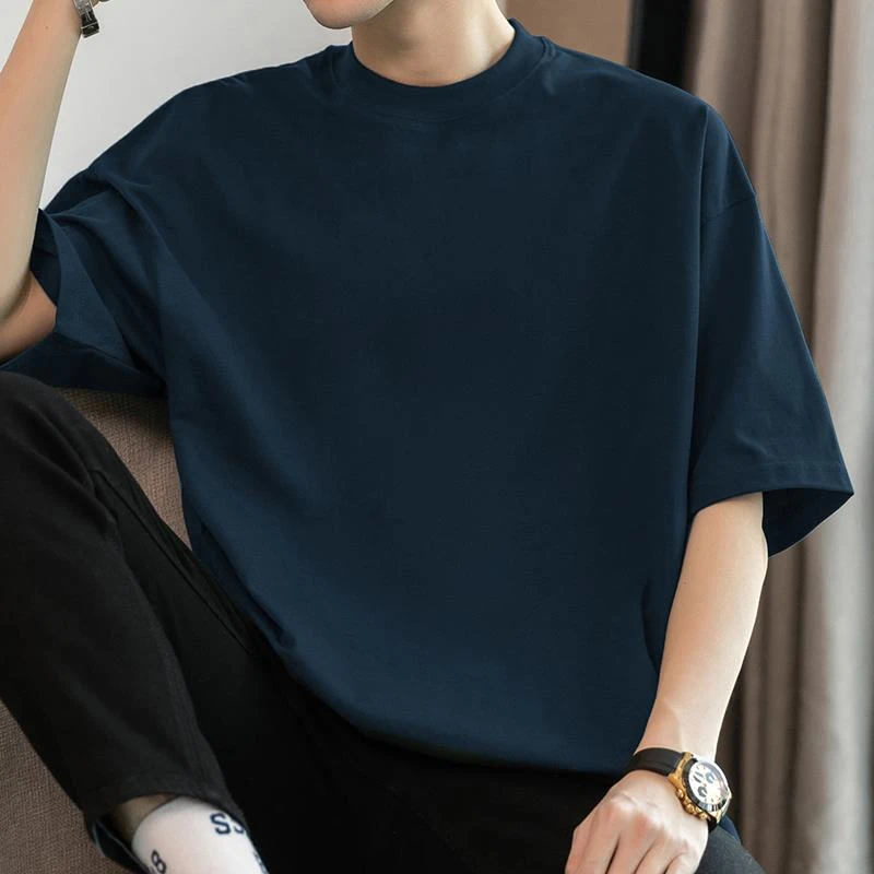 FAVMARTHA260g重磅纯棉t恤男士短袖圆领上衣服美式宽松全棉半袖纯