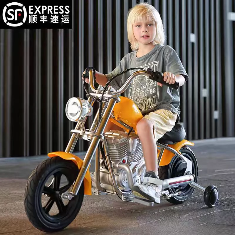 儿童电动摩托车小孩哈雷电动车可坐大人两轮充电玩具童车暴风机车