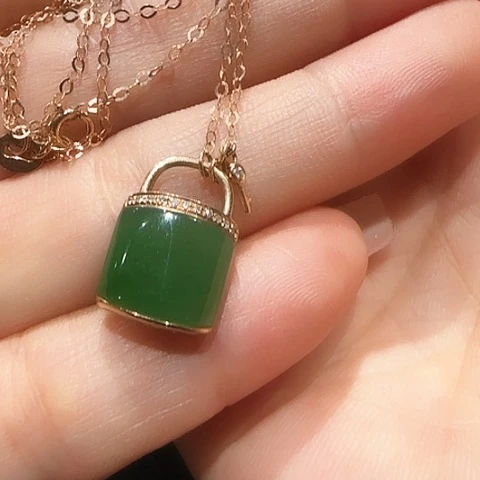 和田玉18K金镶嵌吊坠(不含链)