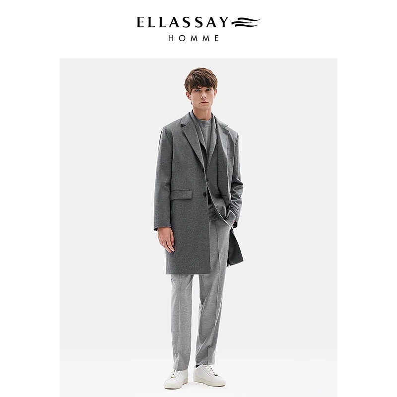 ELLASSAY歌力思男装秋冬新款澳毛韩系西服大衣EME354D00600