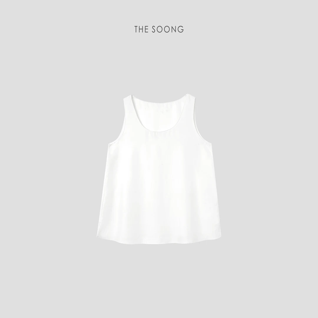 THESOONG|"留白美学"1oo%桑蚕丝超轻盈柔感圆领背心上衣HBBX7169