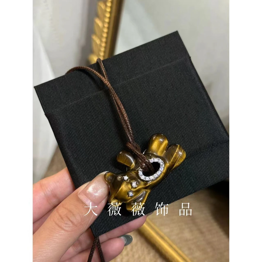 铜合金项链 小众设计小熊立体项链-68075