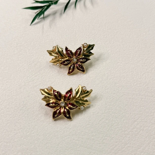 铜合金珐琅耳饰 【六六中古】孤品复古耳夹ty0441