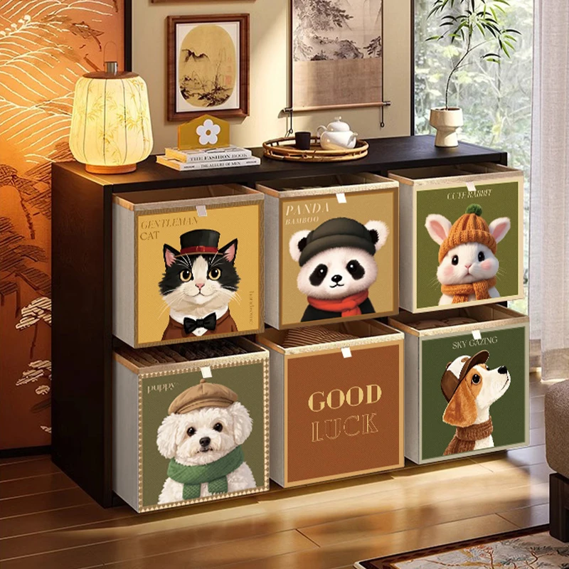 复古风动物收纳箱大容量卡莱克格子柜收纳筐非藤编布艺收纳盒