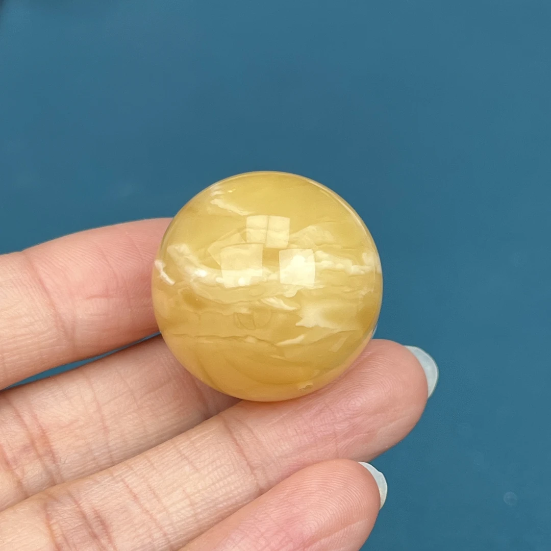 Y7327天然原矿蜜蜡圆珠25mm抖音基地质检发货