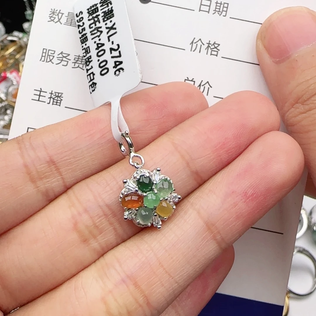 翡翠戒指银S925镶嵌戒指