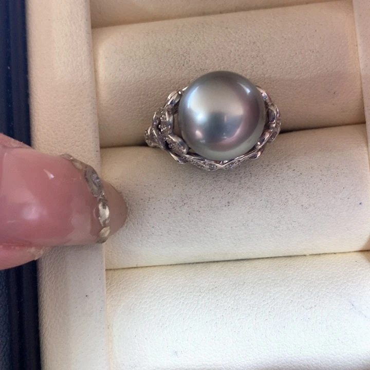 银S925镶嵌戒指海水珍珠