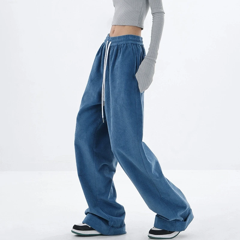 【秋款五折】KEN STUDIO灯芯绒阔腿裤女冬季新款休闲裤筒百搭拖地裤