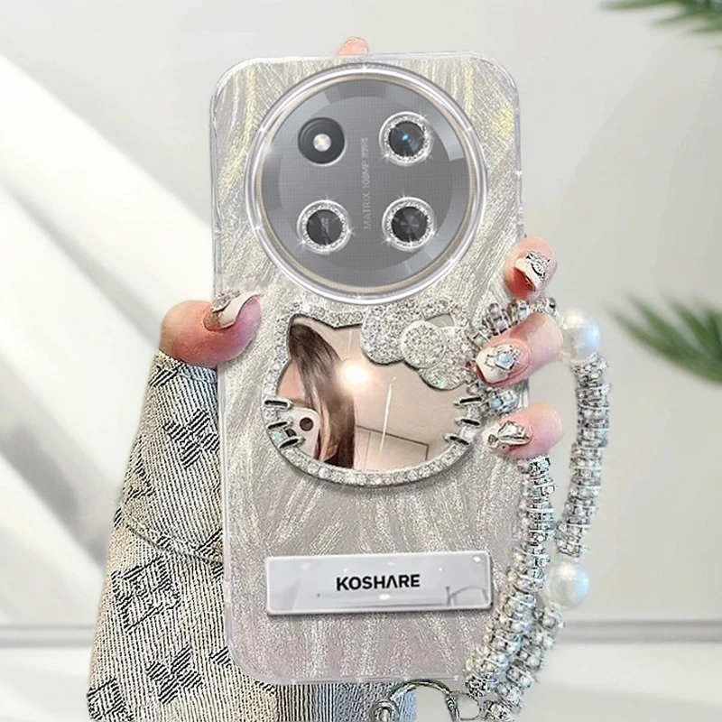 自带镜头膜华为荣耀X60Pro手机壳BRP-AN00镶钻kt猫镜子Honorx60pr