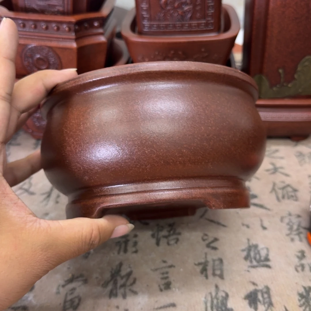 紫砂花盆14.5x8内经紫砂花盆