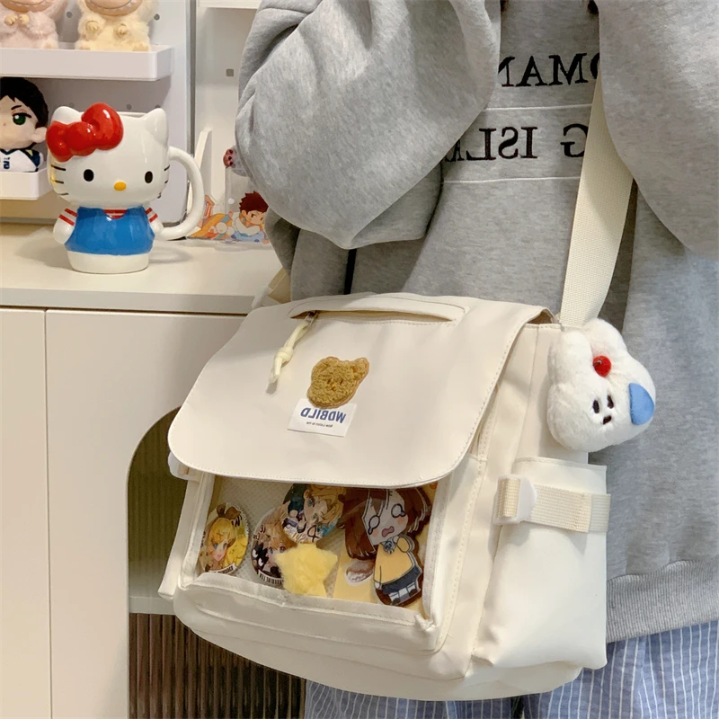 禾果铺子可爱小熊少女学生大容量邮差包女复古百搭斜挎包单肩背包