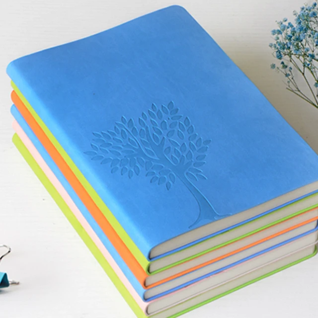 bowen博文文PU软皮面记事本B5笔记本横线内芯有页码小清新学生本1