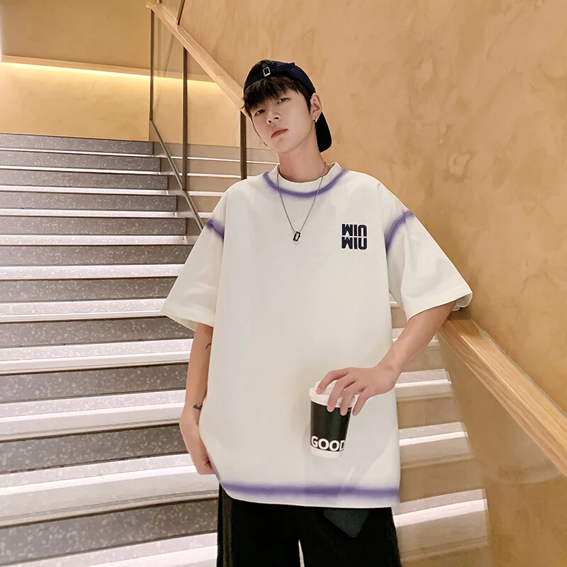 韩版夏季新款青少年2025潮牌字母设计宽松百搭款圆领短袖t恤