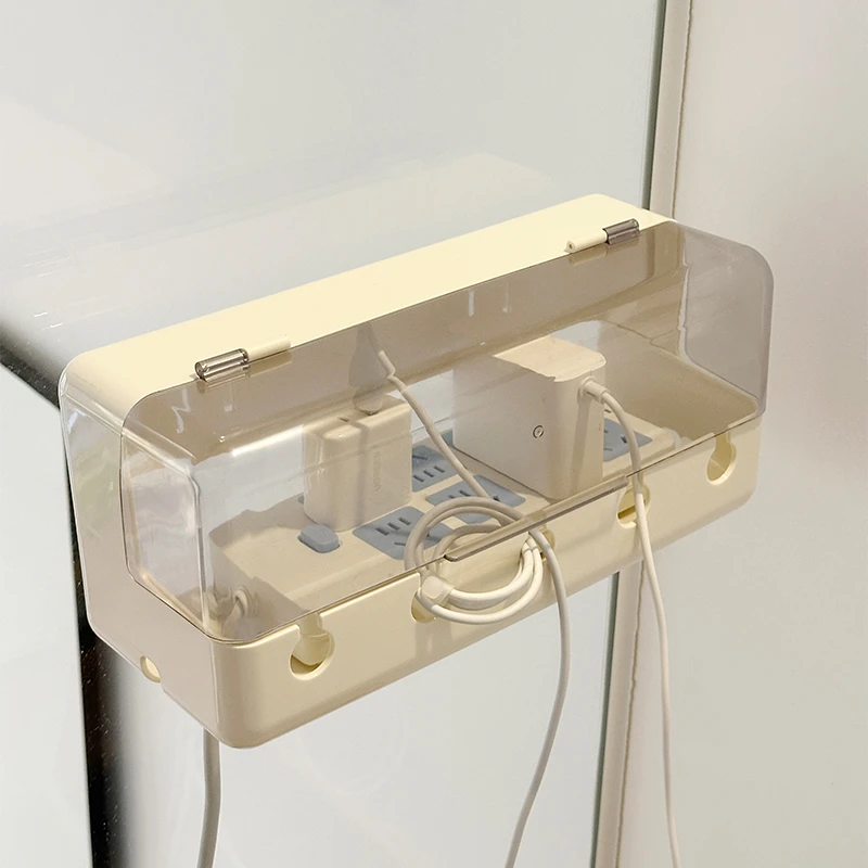 拾物造家插座收纳盒免打孔壁挂式插线板拖线板电源线插排理线架子