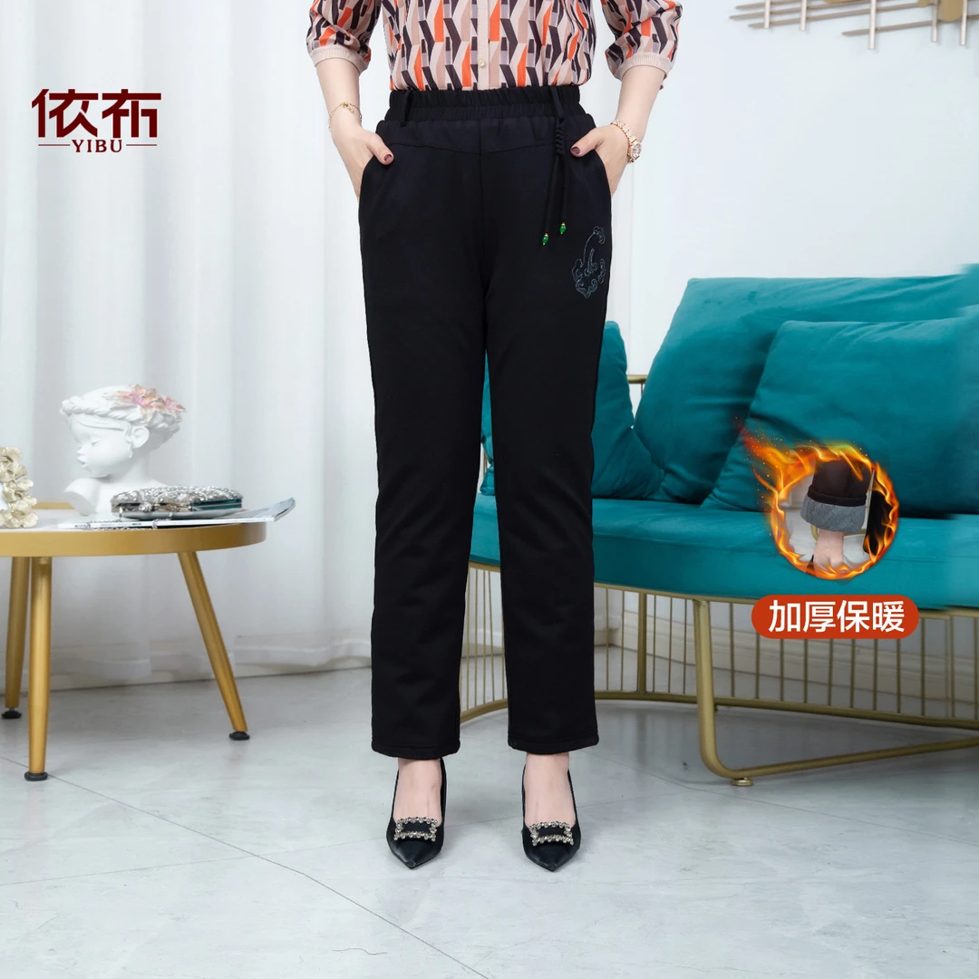 依佈棉裤冬季加棉加厚中老年休闲裤时尚妈妈装加厚休闲裤松紧腰