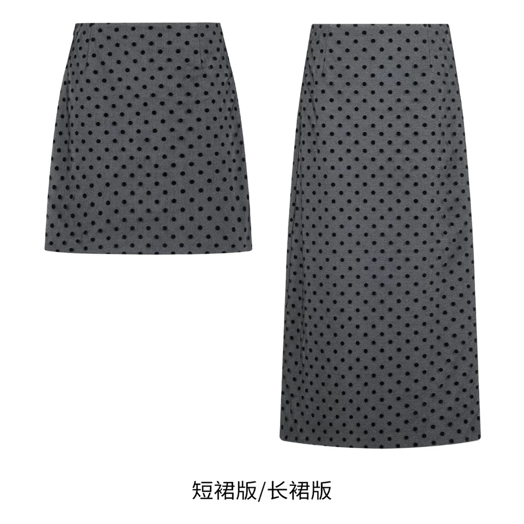 波点滤镜半裙 轻法式植绒网纱