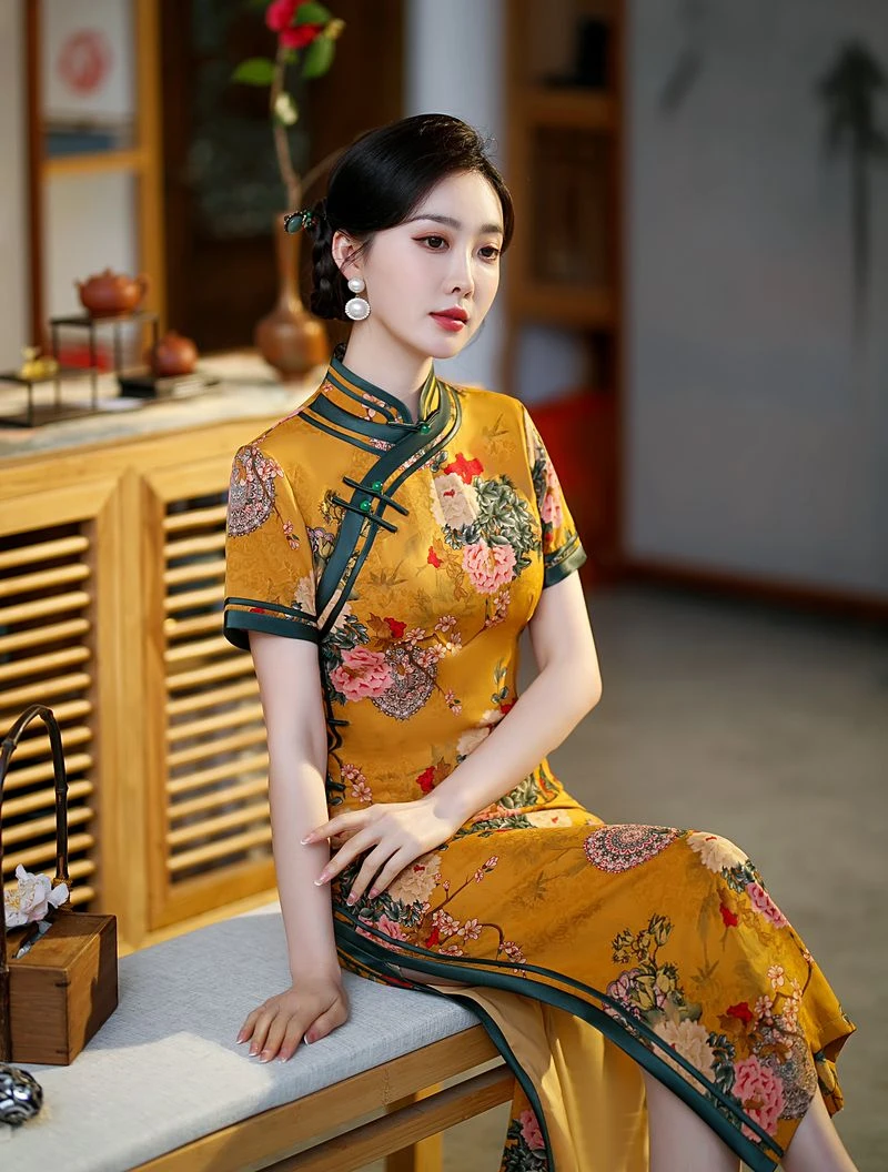 按号拍(A01-A79)专柜撤柜换季旗袍高货衣长夏季丝双层中式少女