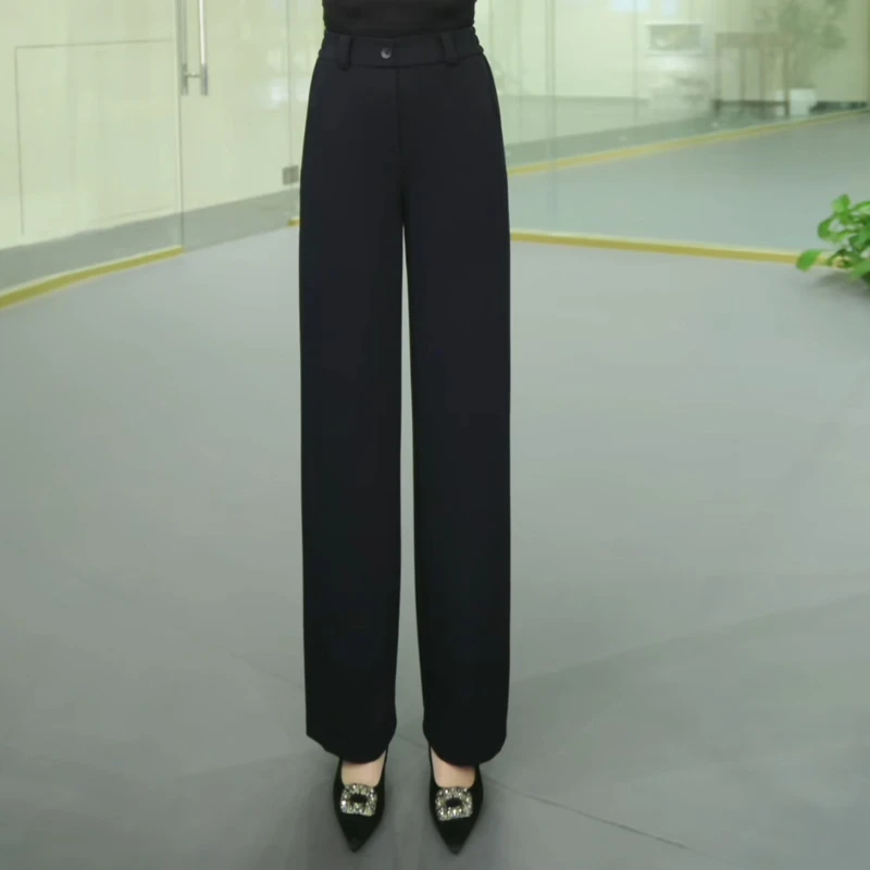 6891新款纯色高腰垂感百搭宽松休闲直筒裤长裤 2