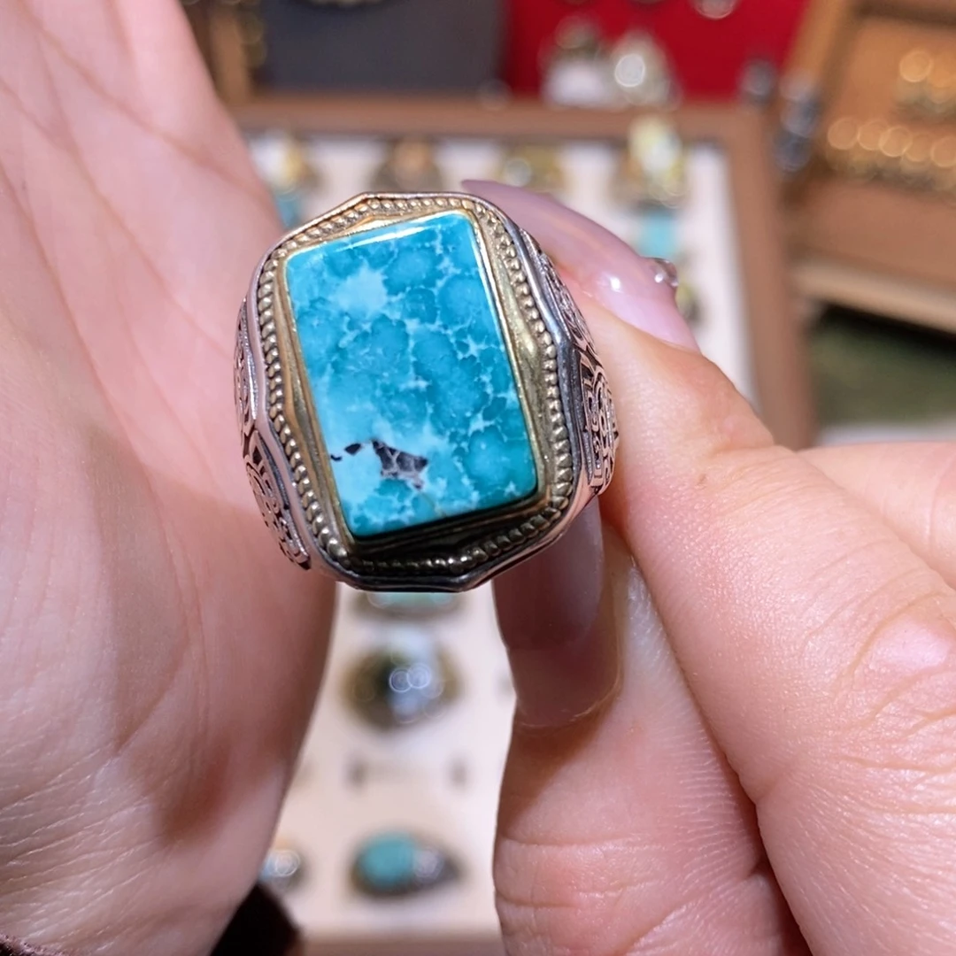 绿松石戒指银S925镶嵌L****看戒指