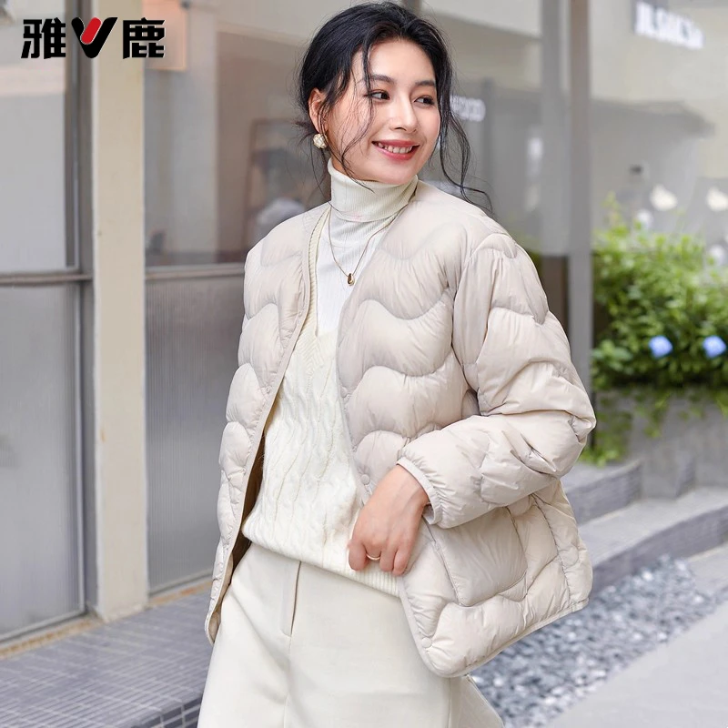 雅鹿2025新款轻薄羽绒内胆女薄款超轻外穿内穿休闲韩版短款外套
