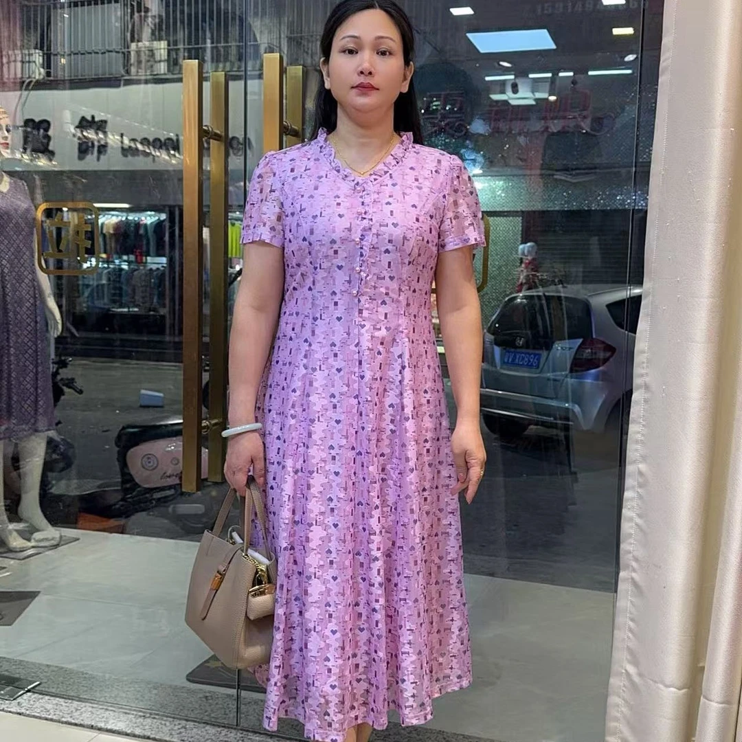 夏季新款气质显瘦妈妈连衣裙