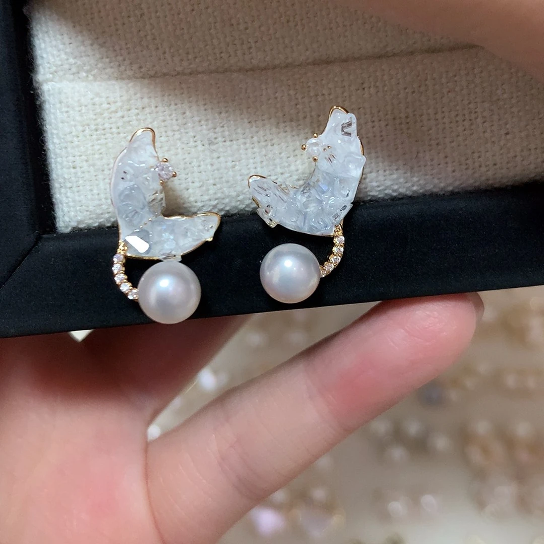 淡水珍珠耳饰合金