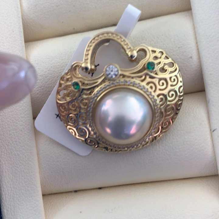 银S925镶嵌颈饰拼合珍珠（马贝珠）