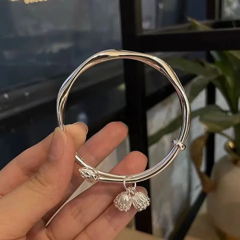 足银手镯 精品两世欢银手镯可调节（无礼盒）CL012