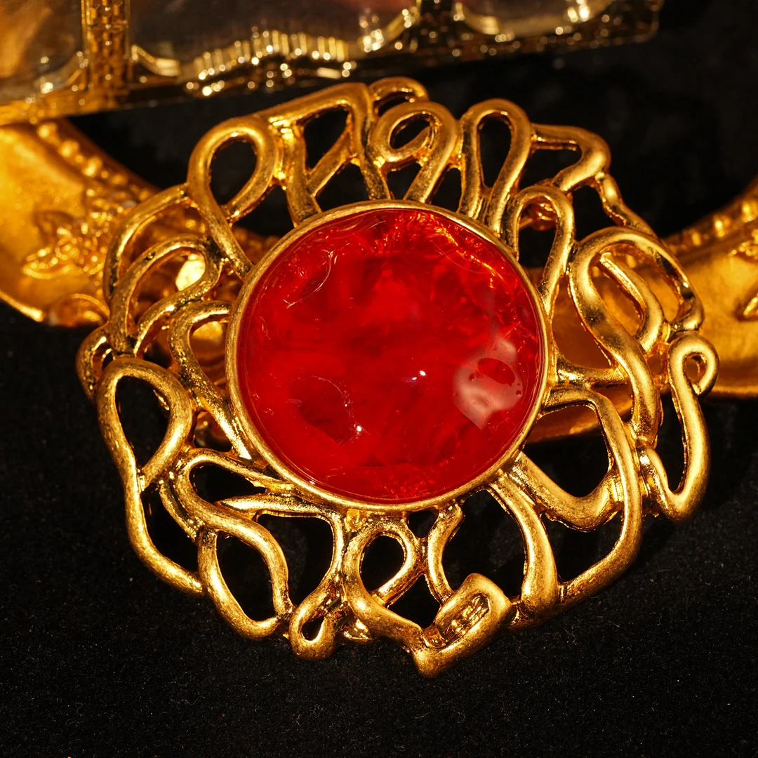 铜合金胸针 【3159】胸针 复古重工红色镶嵌古典