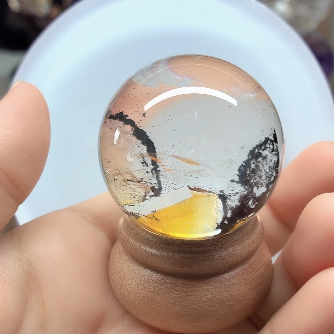 珠宝半成品水晶未镶嵌油墨画41金沙