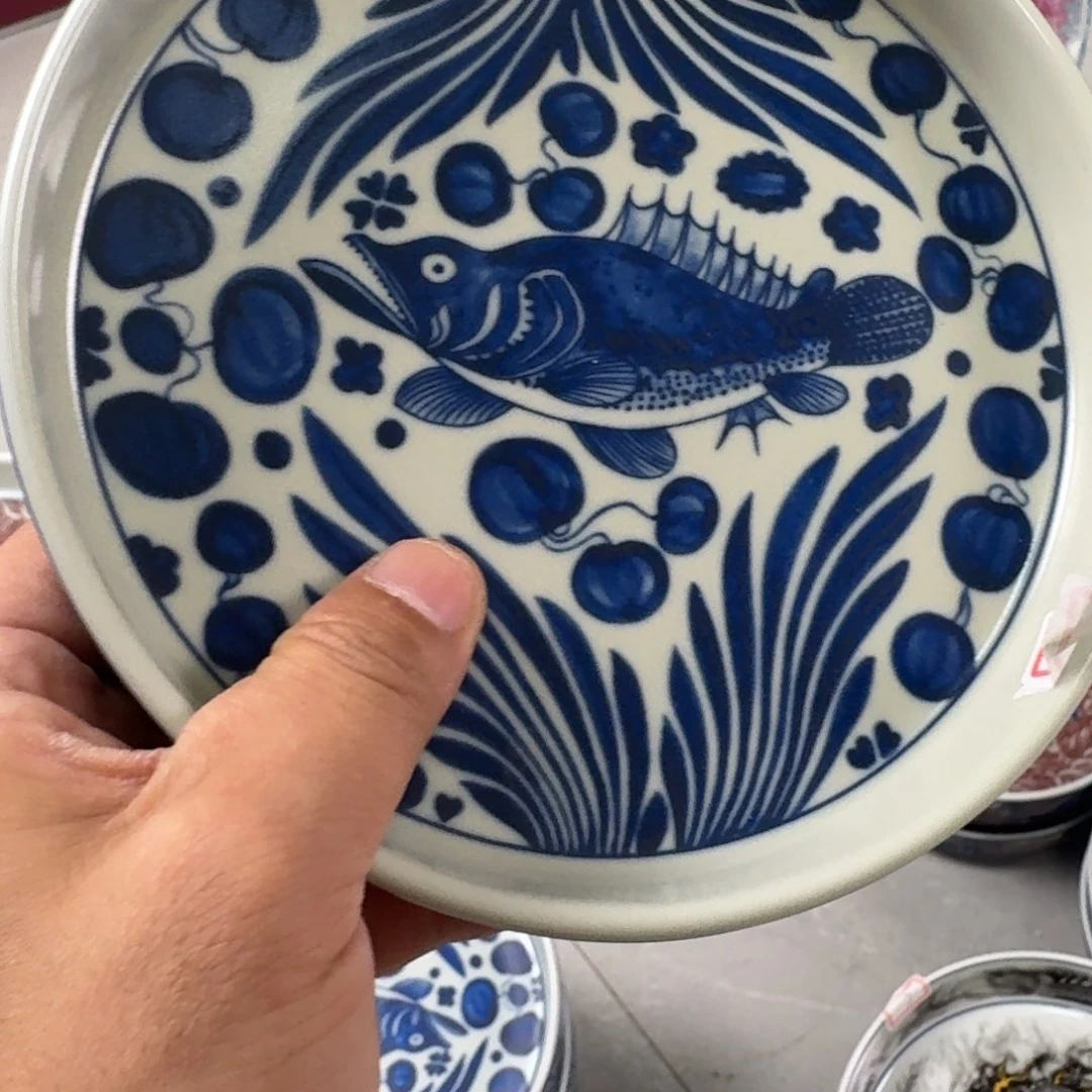 摆件青花鱼藻纹大壶承