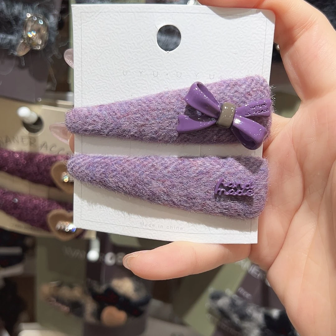 皮质铁合金紫色蝴蝶结掰掰夹