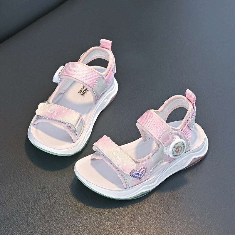 恋曼仙女童凉鞋夏季时尚2025新款公主儿童中大童学生小女孩沙滩鞋