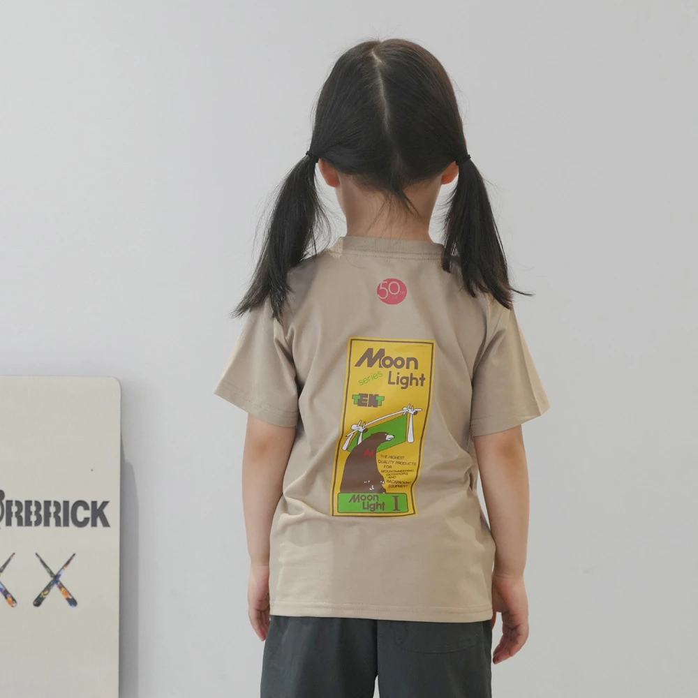 AA【断码】清清清  25年新款男女同款山系短袖T恤卡其色帐篷熊款
