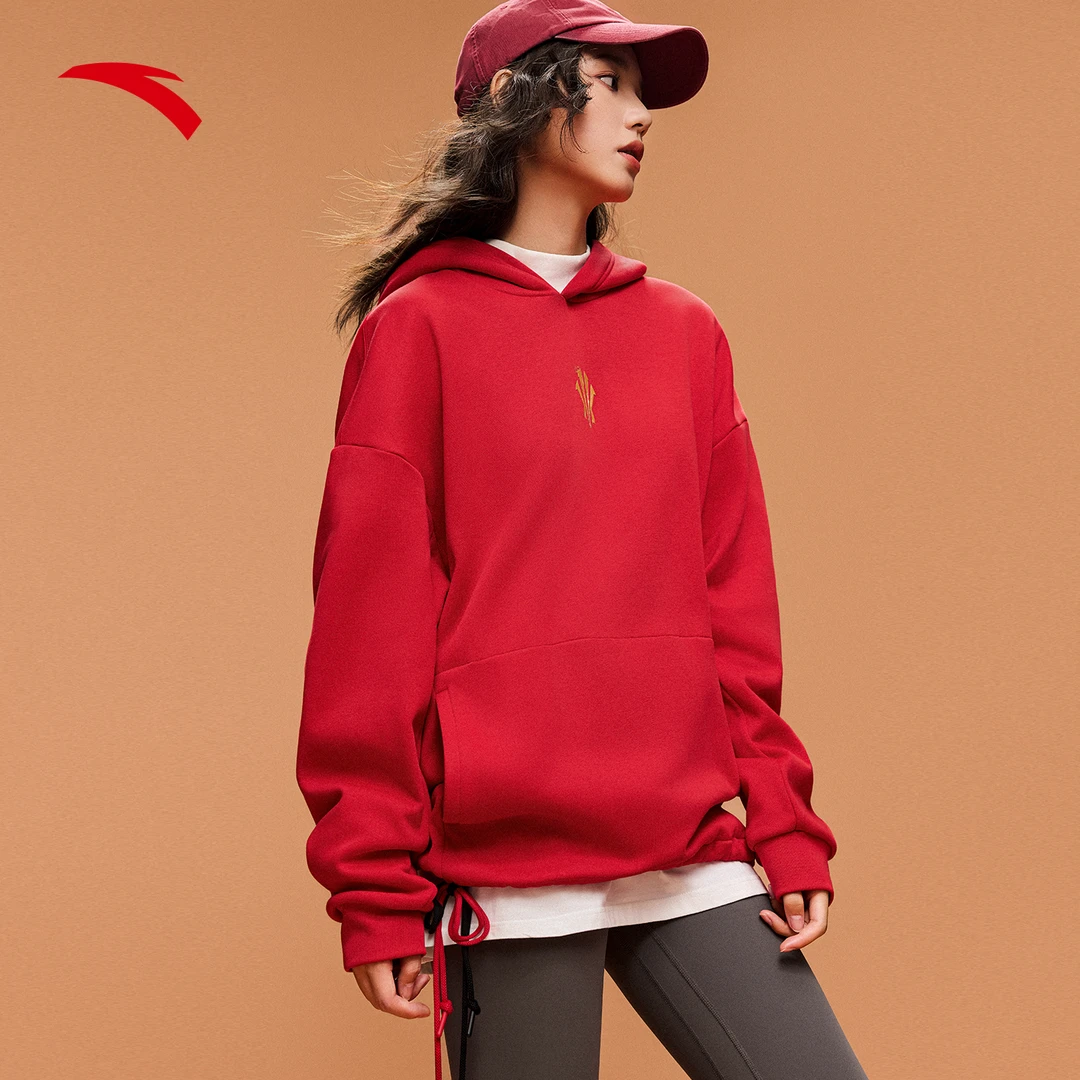 【新年款】安踏好事发生卫衣男女同款新年红色套头衫连帽百搭上衣