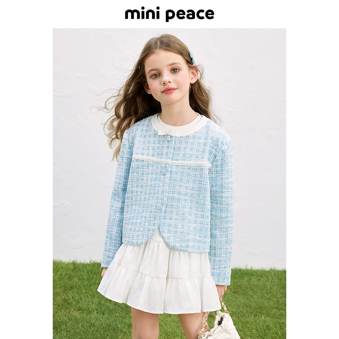 MINIPEACE太平鸟童装女童小香风外套女宝秋装夹克公主洋气上衣新