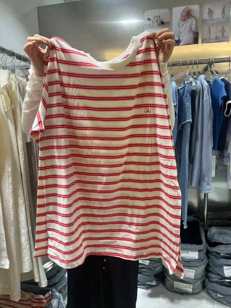 韩国东大门正品女装时尚条纹长袖T恤042109（NO退NO换）