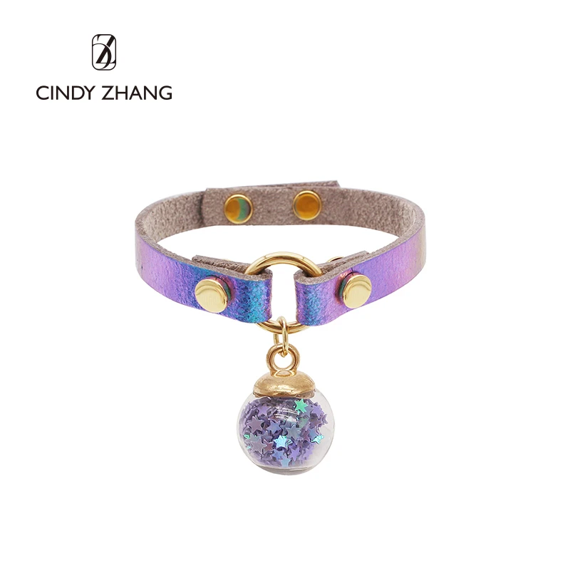 不锈钢皮质手链 英国设计师品牌CINDY ZHANG-炫彩星愿皮革手链