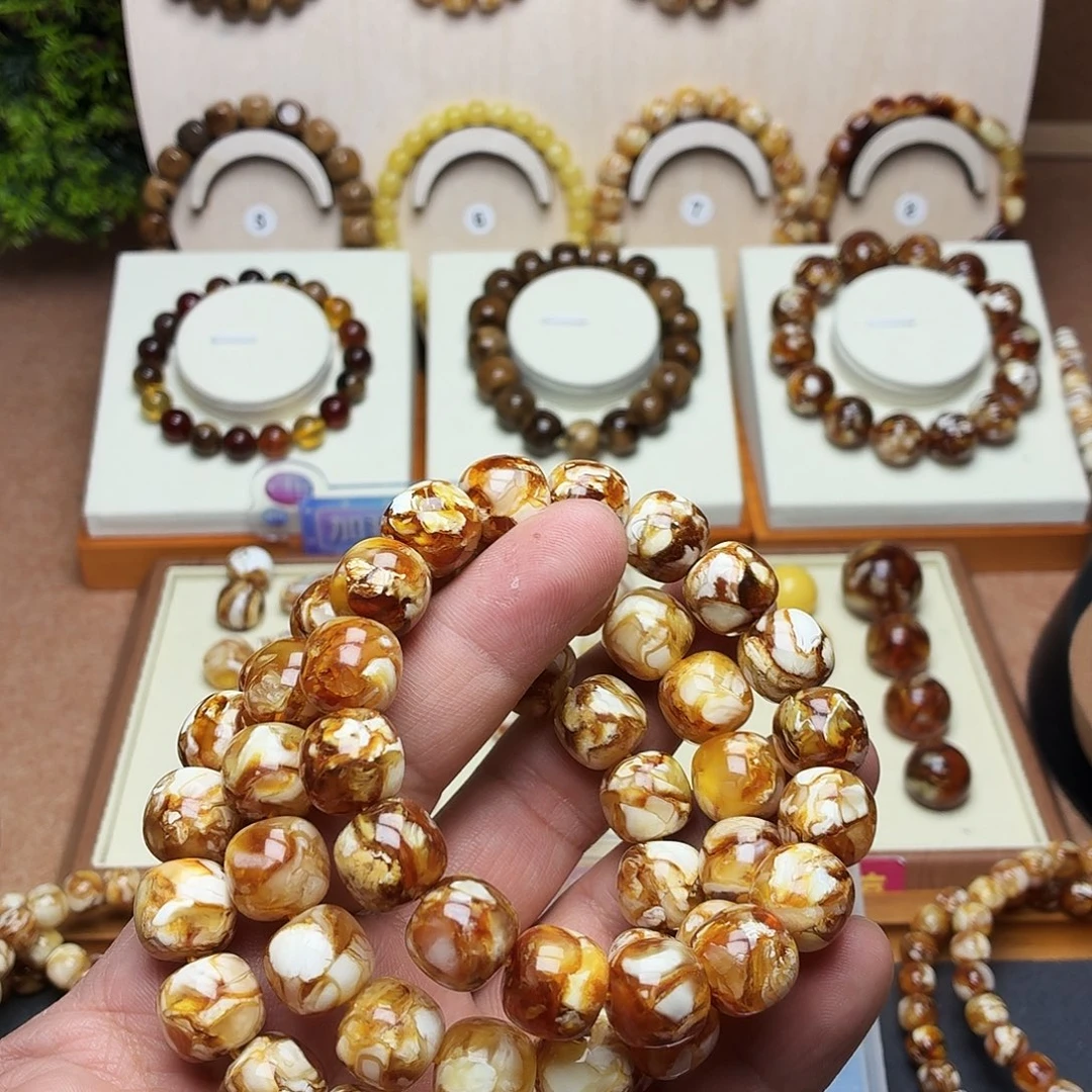 X***_沁色老型单圈手串×3  13mm