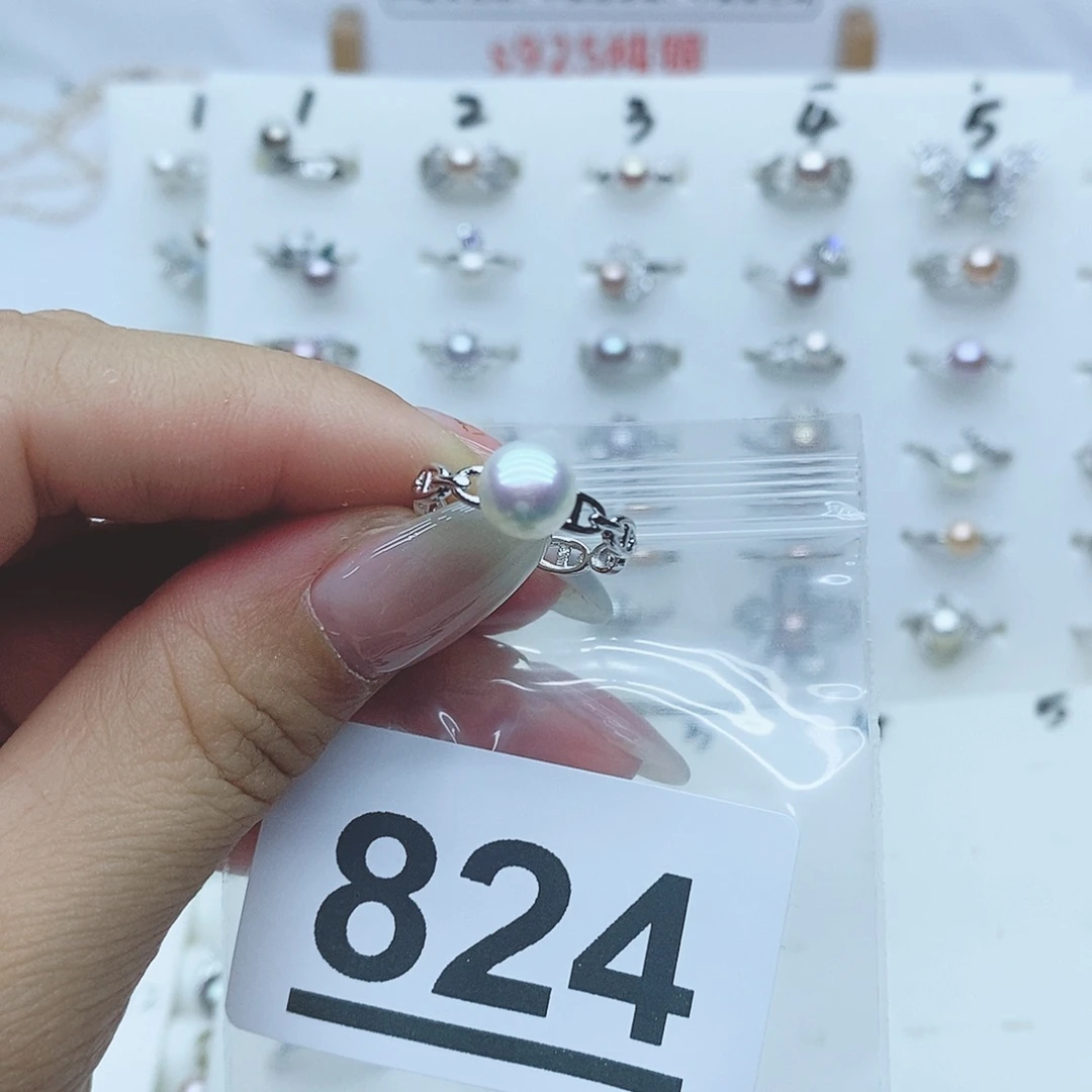 戒指银S925镶嵌淡水珍珠温****e824
