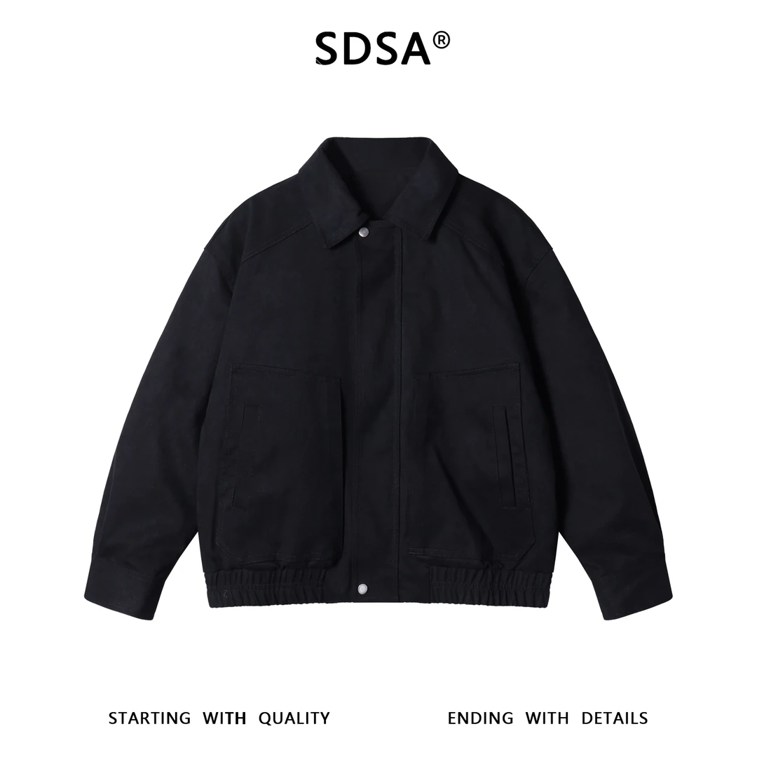 SDSA男士秋冬新款痞帅男装简约纯色翻领夹克外套百搭时尚设计师