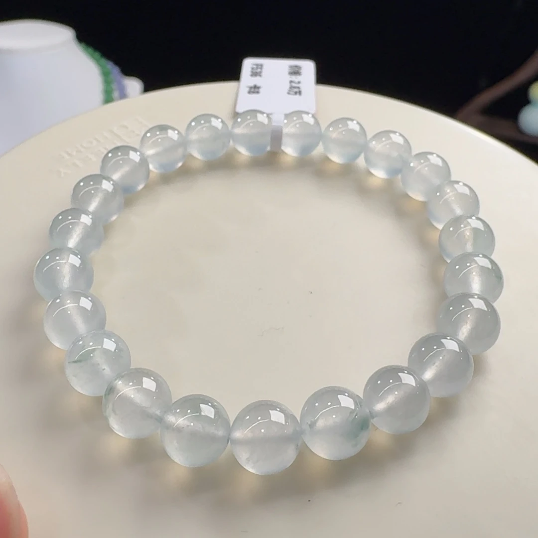翡翠未镶嵌手链巨巨巨巨漏！！王炸！！高冰白冰飘绿花单圈卡8mm