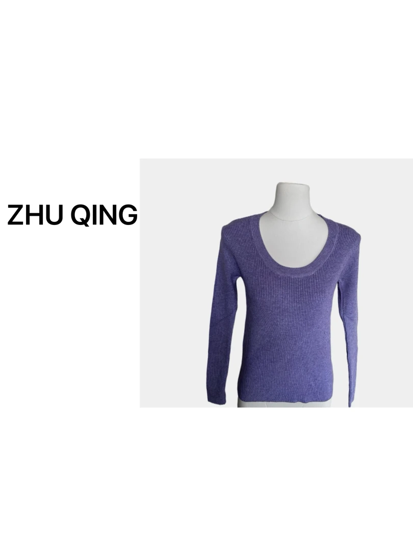 【ZHU QING 】高弹力U领针织打底衫