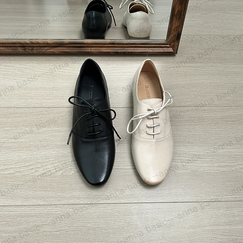 1.5cm/ALK1957牛皮平底单鞋女春秋百搭四季休闲系带皮鞋真皮学院