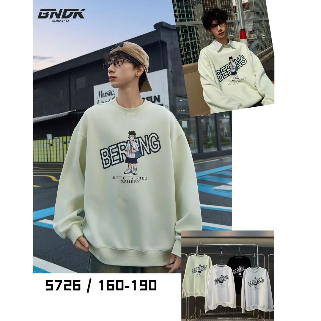 班尼 男童青少年秋款BE小人NG印花圆领卫衣  5726（160-190）