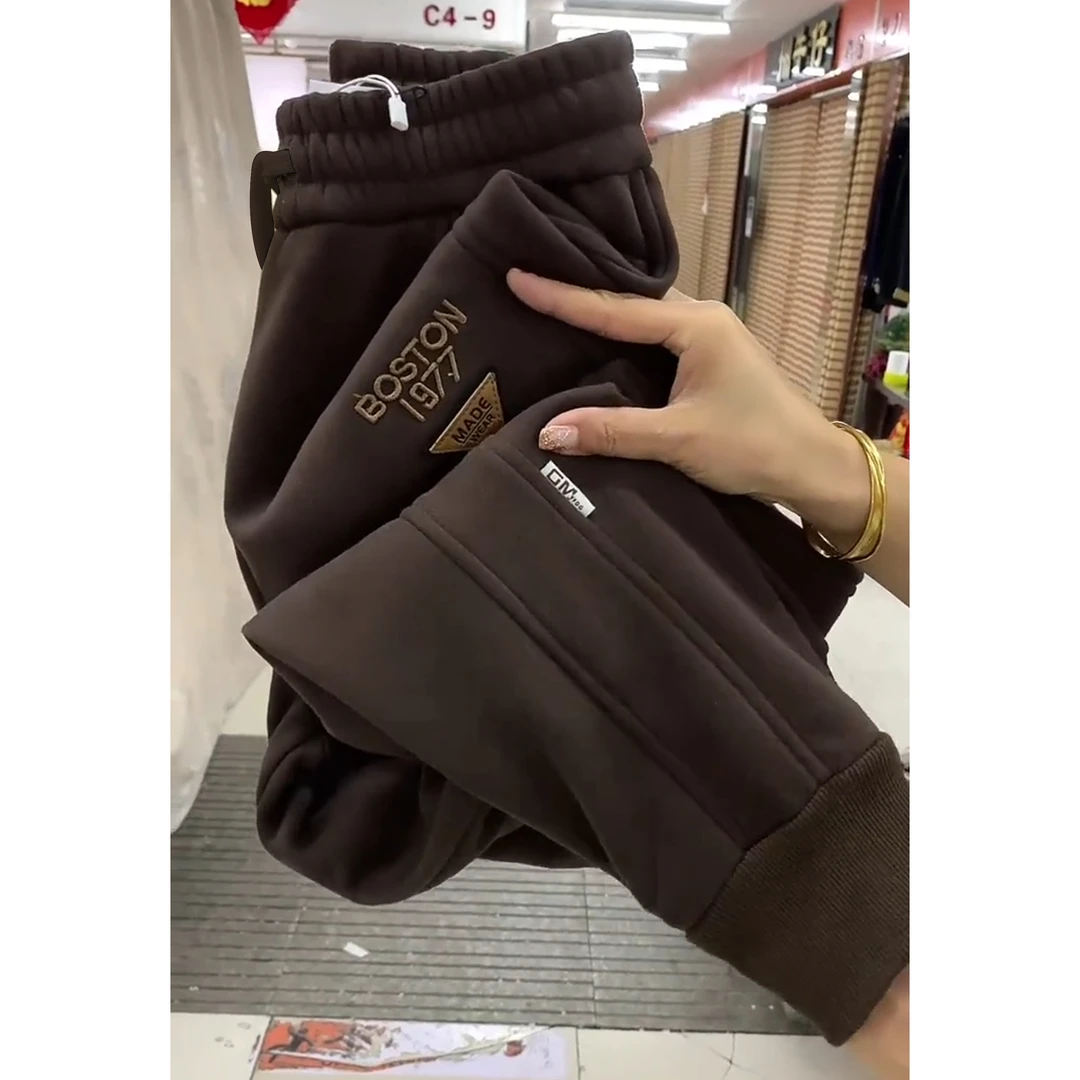 春秋2025新款韩版时尚华棉哈伦裤女拼接刺绣贴标宽松显瘦束脚卫裤